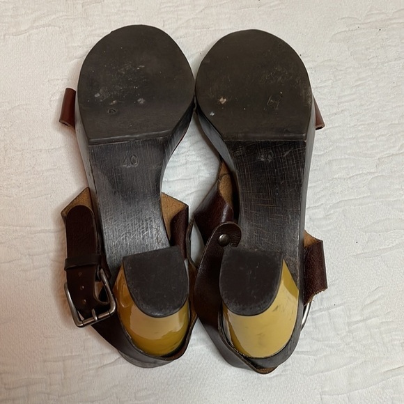Marni T Strap Brown Leather Platform Sling Back Sandals Size EU 40 US 10 - Picture 11 of 12